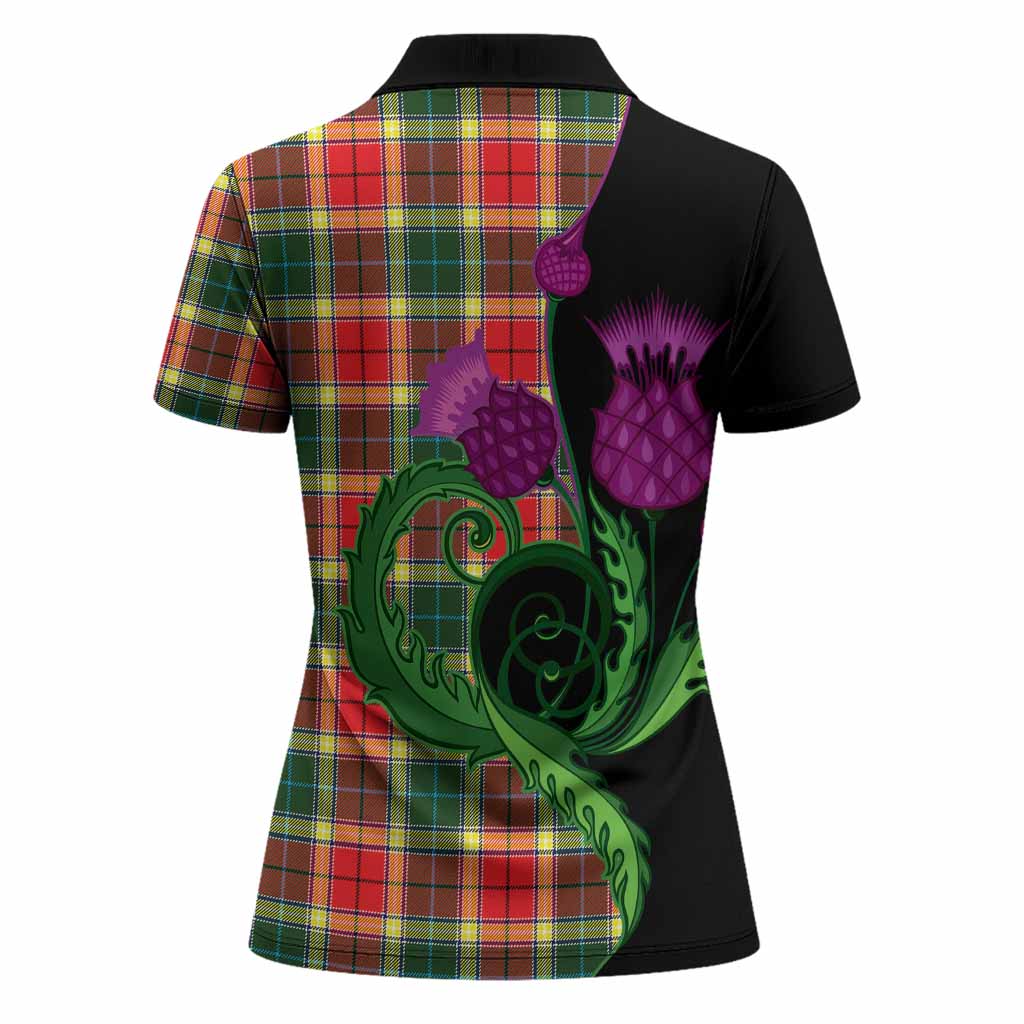 Gibson (Gibbs or Gibsone) Tartan Women Polo Shirt Traditional Scottish Thistle