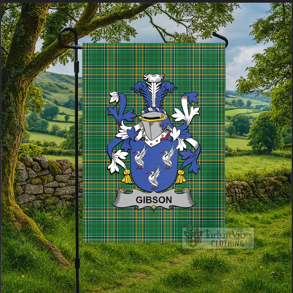 Gibson Irish Clan Tartan Flag with Coat of Arms
