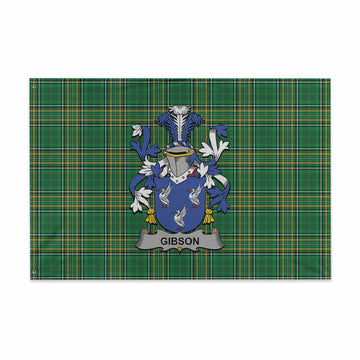 Tartan Vibes Clothing Gibson Irish Clan Tartan House Flag with Coat of Arms