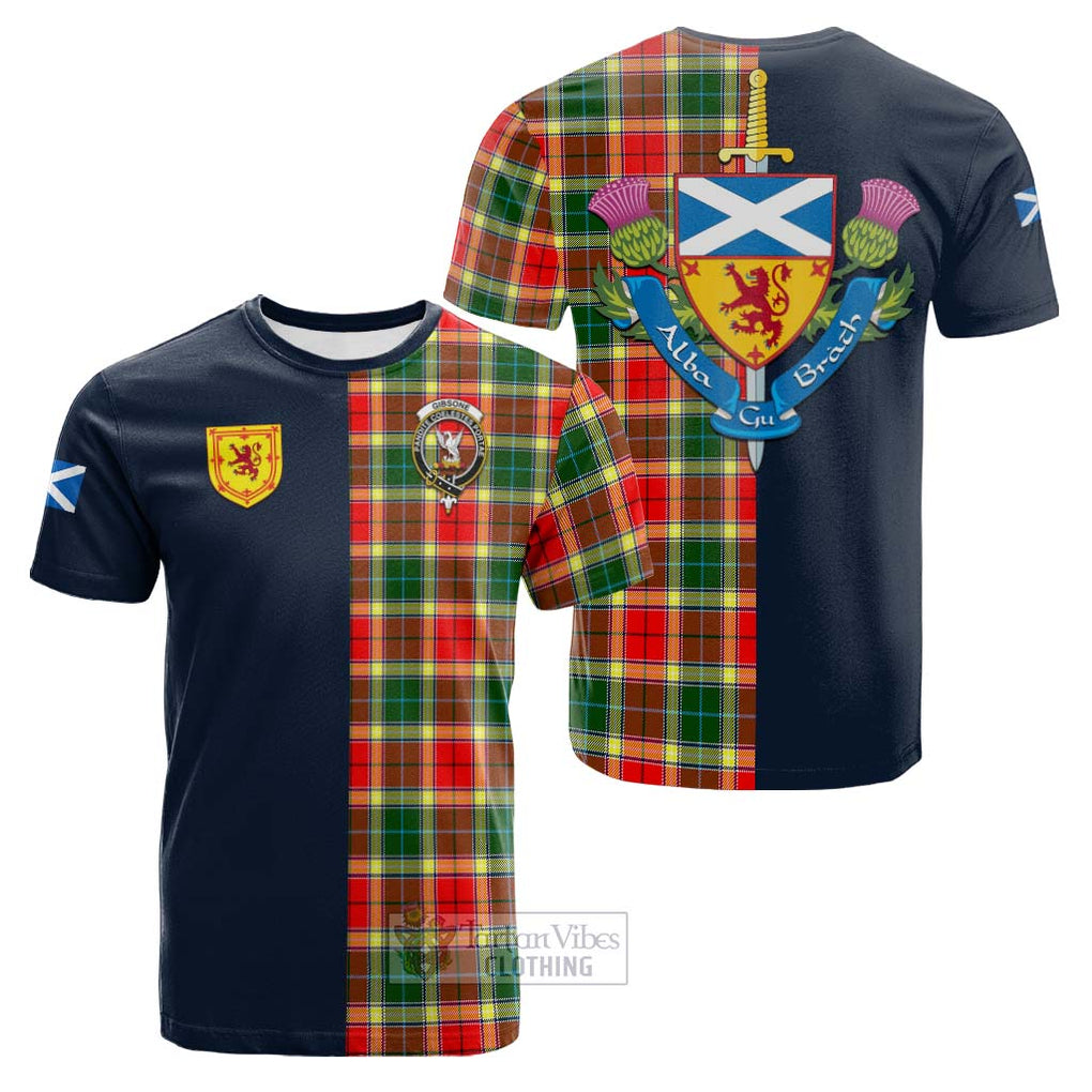 Tartan Vibes Clothing Gibsone Tartan Cotton T-shirt with Scottish Lion Royal Arm Half Style