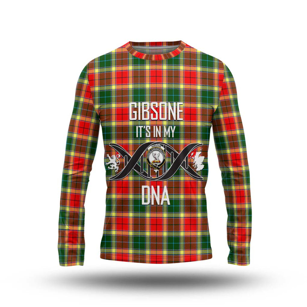 Gibsone Tartan Long Sleeve T-Shirt with Family Crest DNA In Me Style Unisex - Tartanvibesclothing Shop