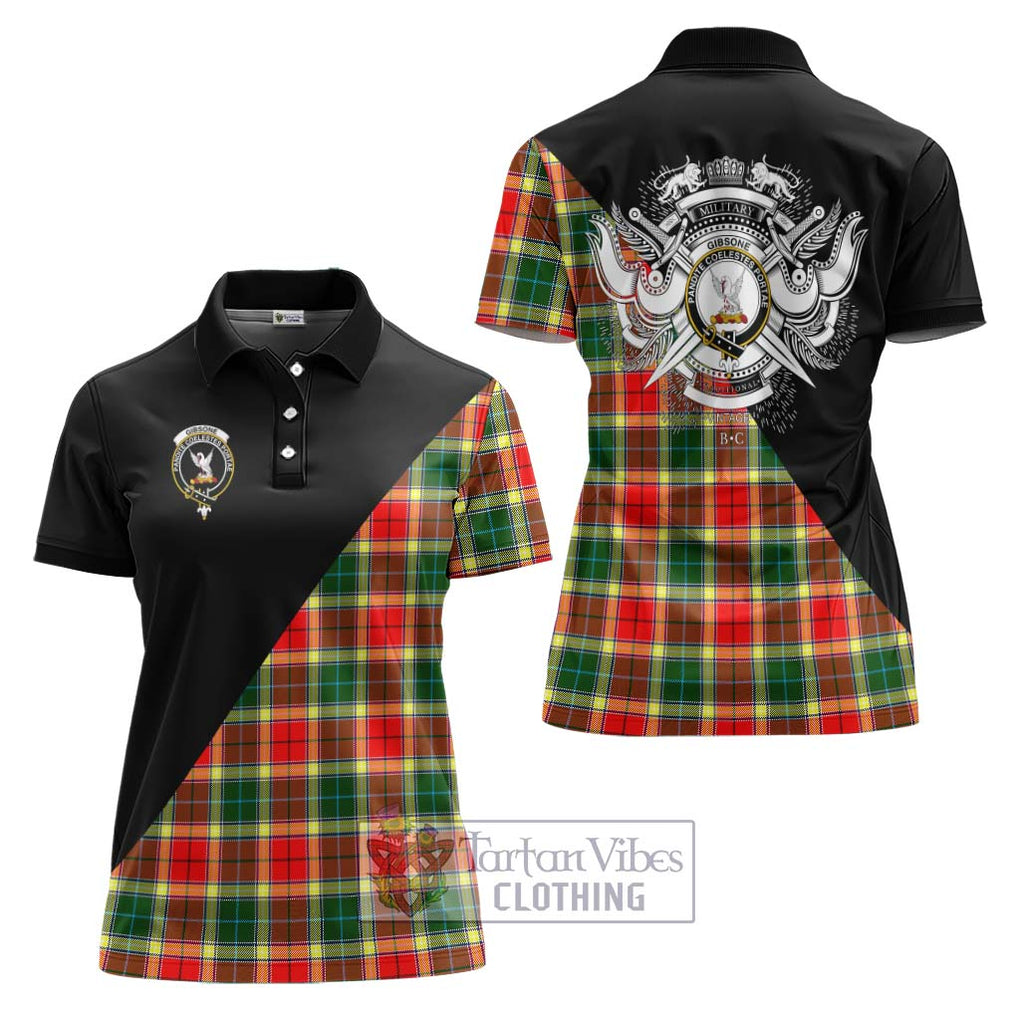 Gibsone Tartan Women's Polo Shirt with Family Crest and Military Logo Style Women - Tartanvibesclothing Shop