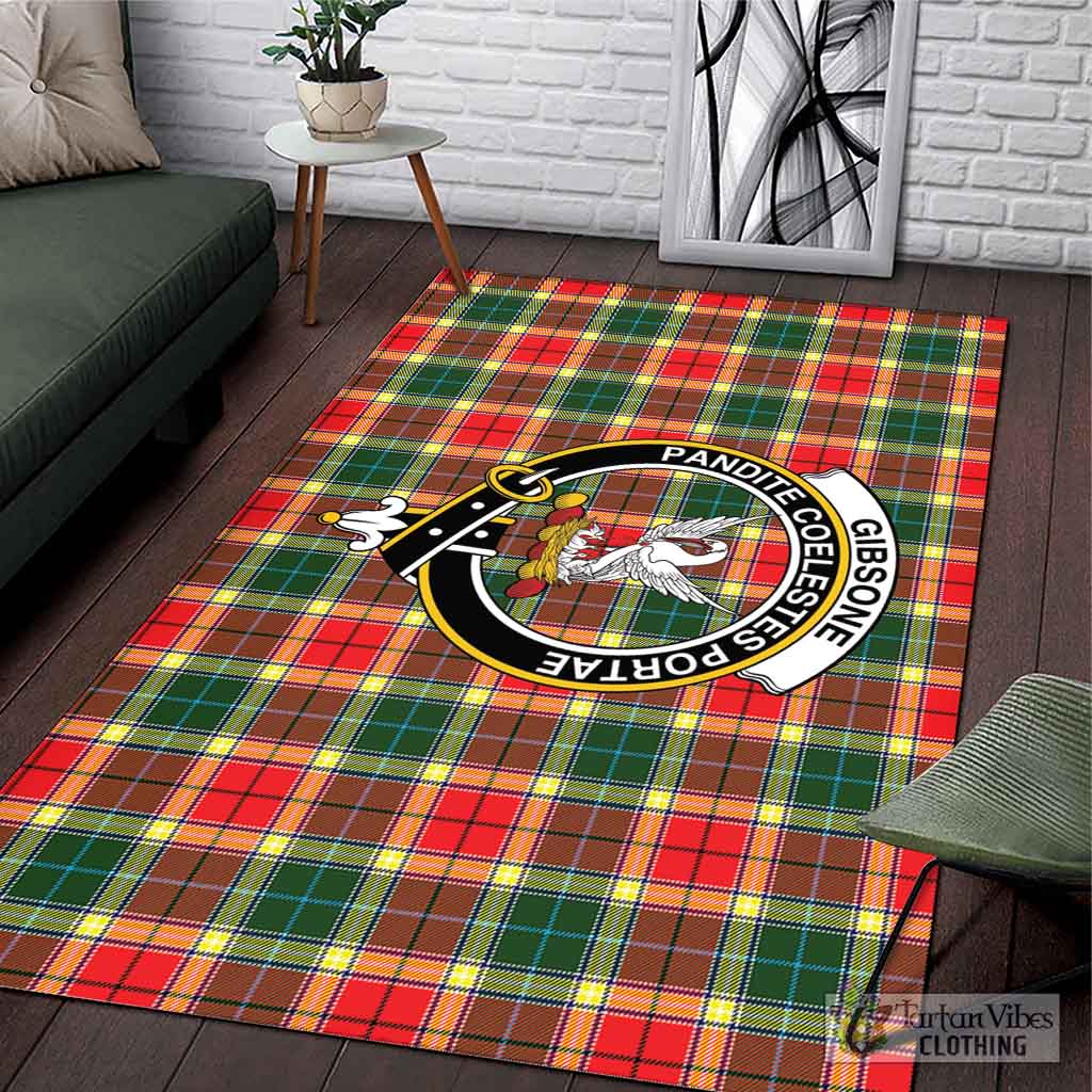 Tartan Vibes Clothing Gibsone Tartan Area Rug with Family Crest