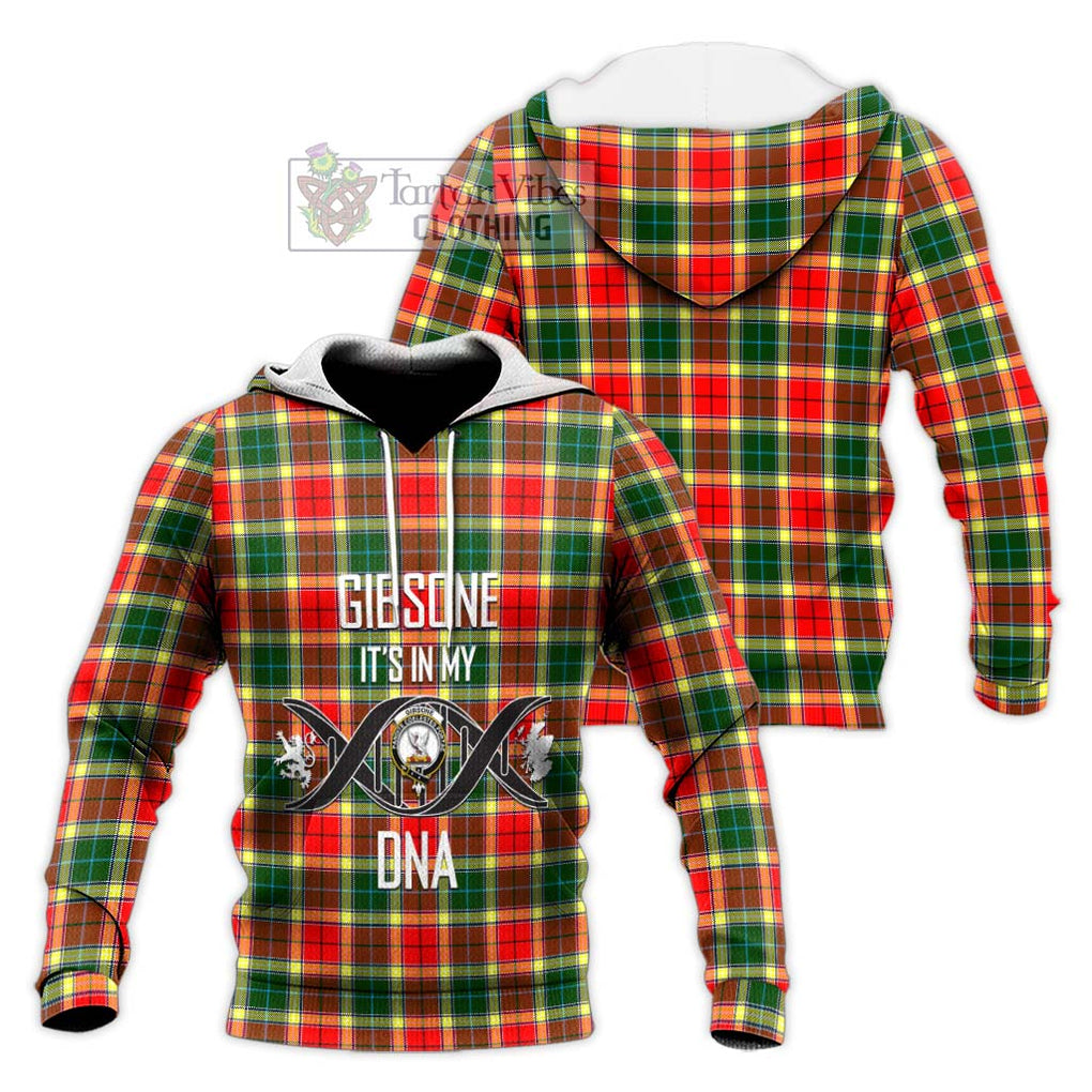 Gibsone Tartan Knitted Hoodie with Family Crest DNA In Me Style Unisex Knitted Pullover Hoodie - Tartanvibesclothing Shop