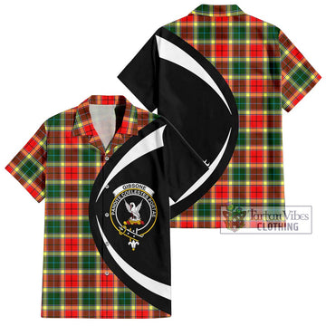 Gibsone Tartan Hawaiian Shirt with Family Crest Circle Style