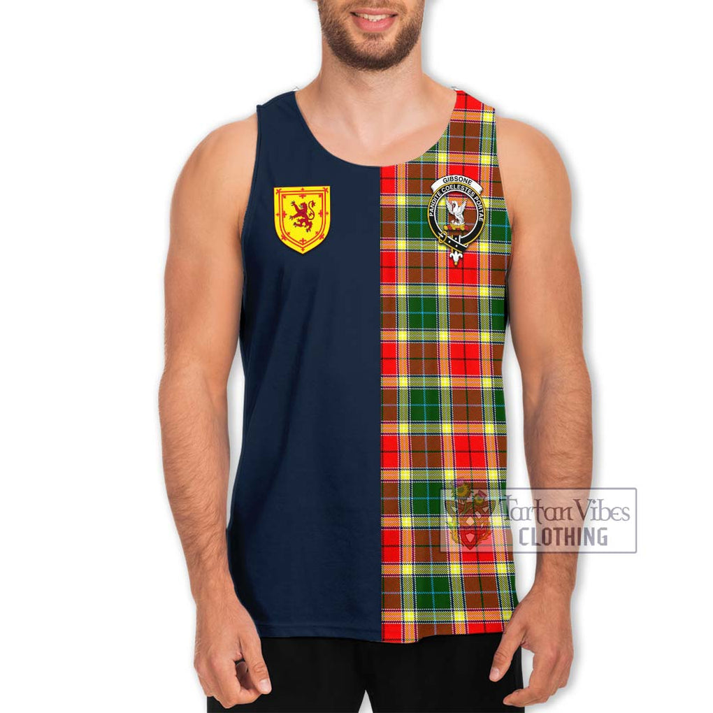 Tartan Vibes Clothing Gibsone Tartan Men's Tank Top with Scottish Lion Royal Arm Half Style