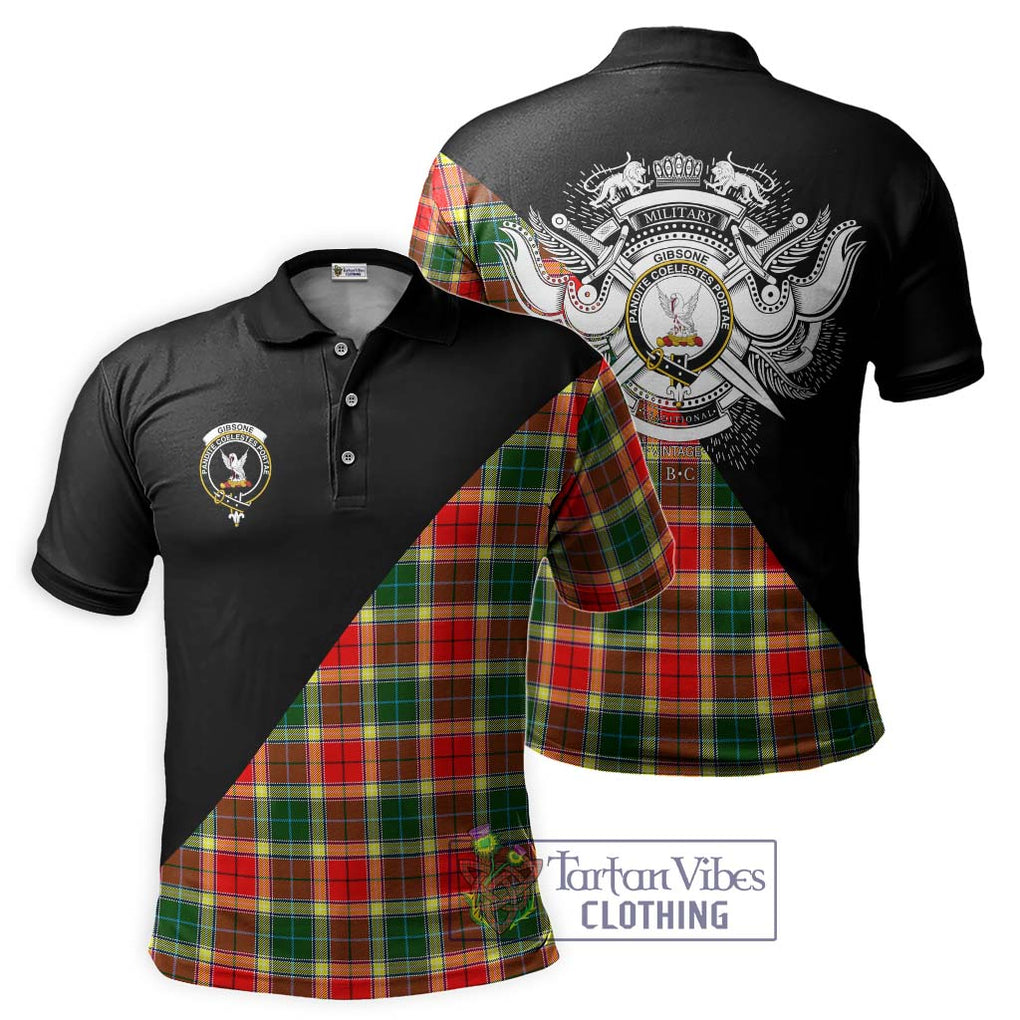 Gibsone Tartan Polo Shirt with Family Crest and Military Logo Style Kid - Tartanvibesclothing Shop