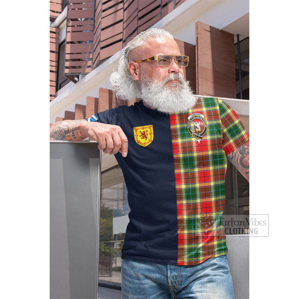 Tartan Vibes Clothing Gibsone Tartan Cotton T-shirt with Scottish Lion Royal Arm Half Style