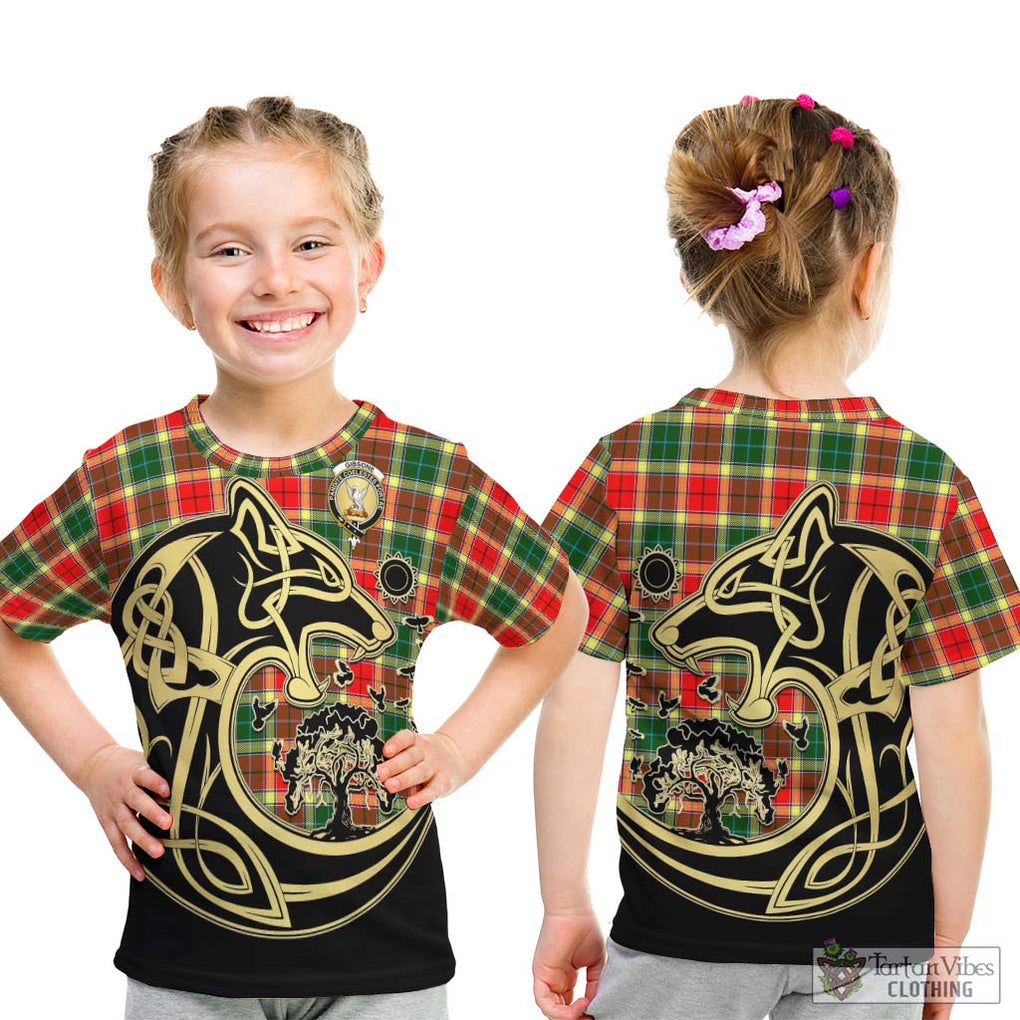 Gibsone Tartan Kid T-Shirt with Family Crest Celtic Wolf Style - Tartan Vibes Clothing