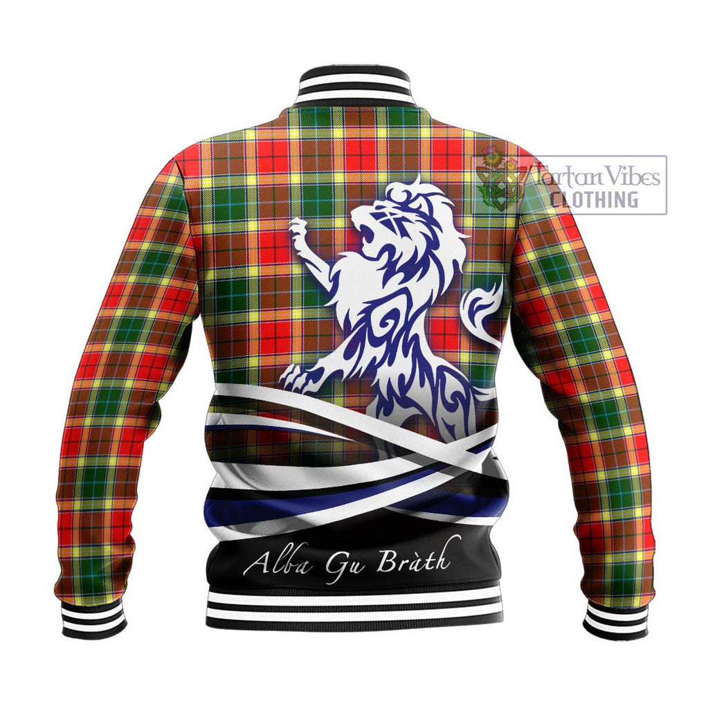 Gibsone Tartan Baseball Jacket with Alba Gu Brath Regal Lion Emblem - Tartanvibesclothing Shop