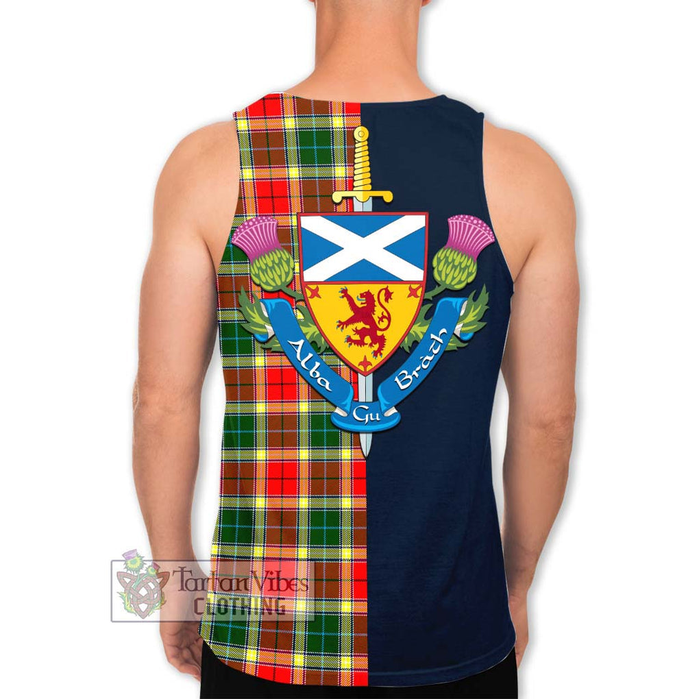 Tartan Vibes Clothing Gibsone Tartan Men's Tank Top with Scottish Lion Royal Arm Half Style