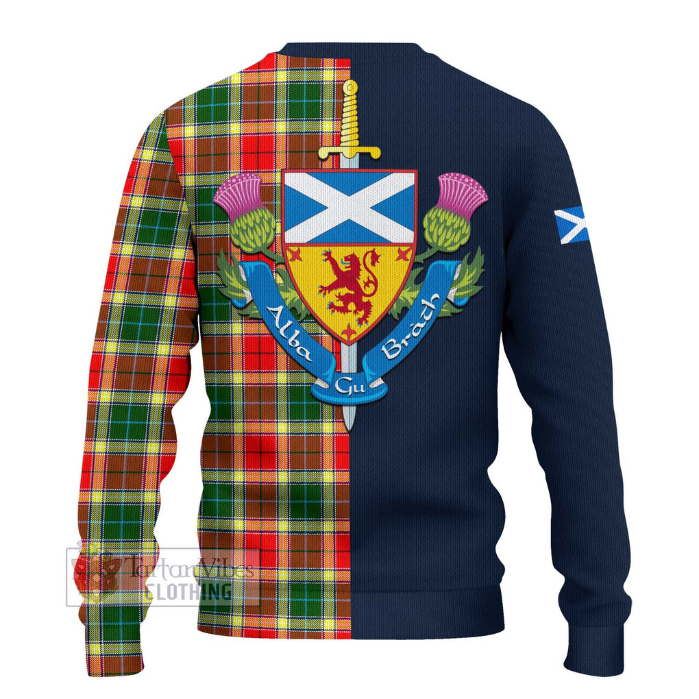 Tartan Vibes Clothing Gibsone Tartan Knitted Sweater with Scottish Lion Royal Arm Half Style