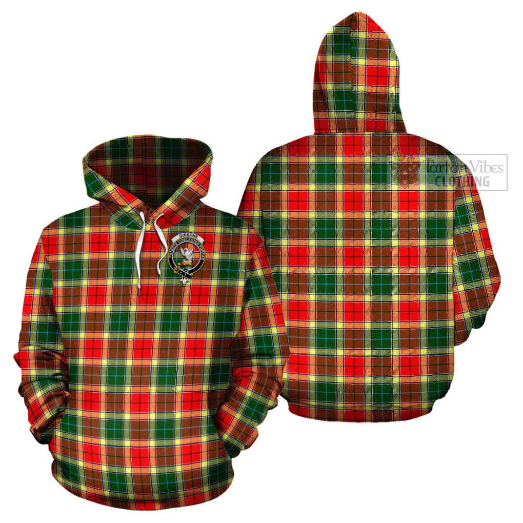 Gibsone Tartan Cotton Hoodie with Family Crest Pullover Hoodie - Tartan Vibes Clothing