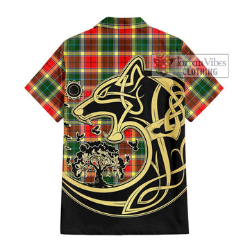 Gibsone Tartan Hawaiian Shirt with Family Crest Celtic Wolf Style