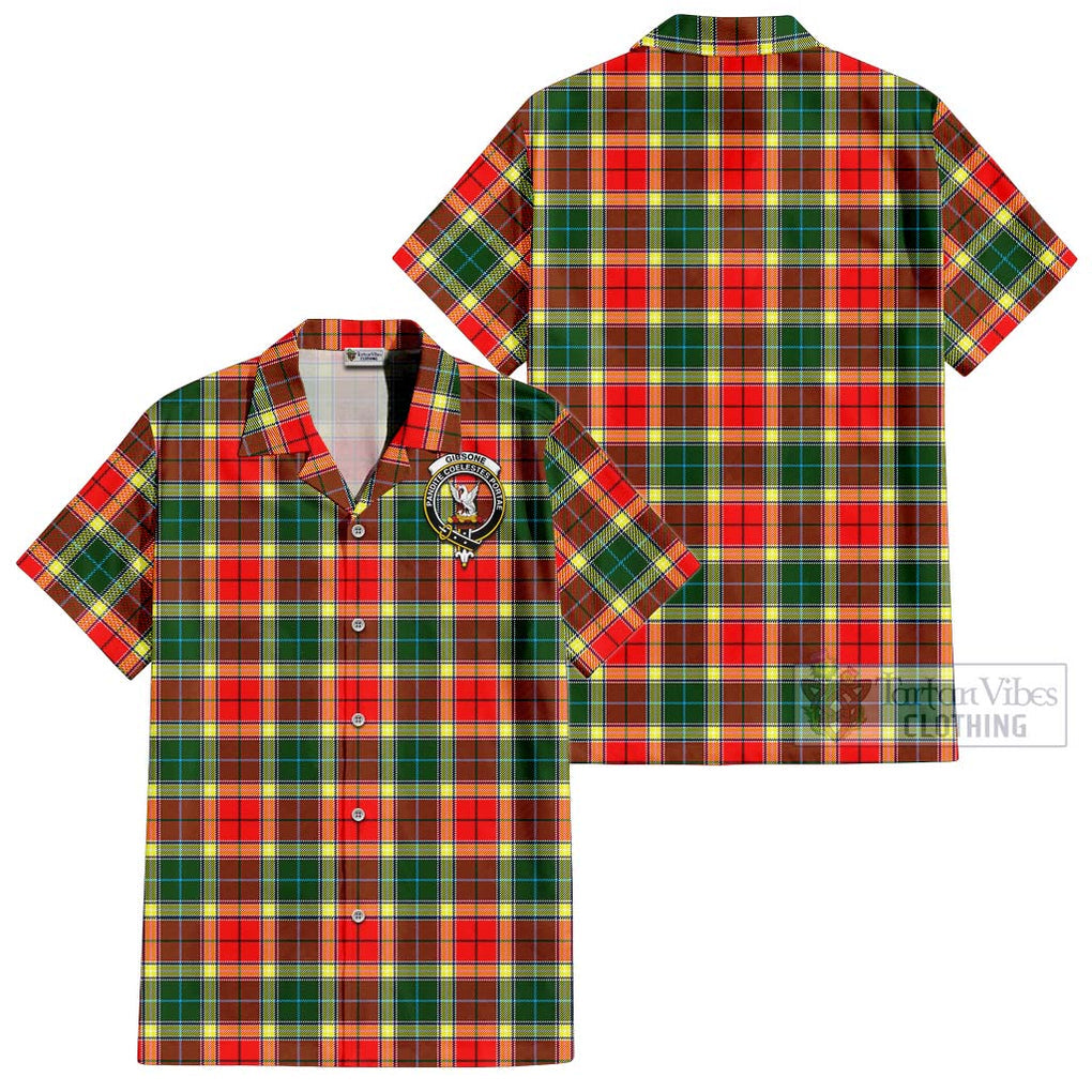 Gibsone Tartan Cotton Hawaiian Shirt with Family Crest Kid - Tartan Vibes Clothing