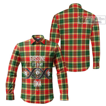 Gibsone Tartan Long Sleeve Button Shirt with Family Crest DNA In Me Style