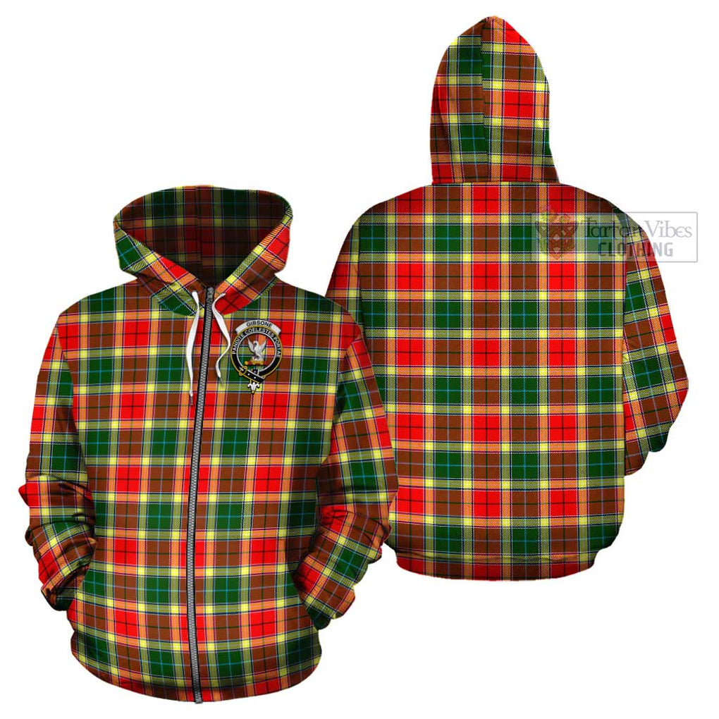 Gibsone Tartan Cotton Hoodie with Family Crest Zip Hoodie - Tartan Vibes Clothing
