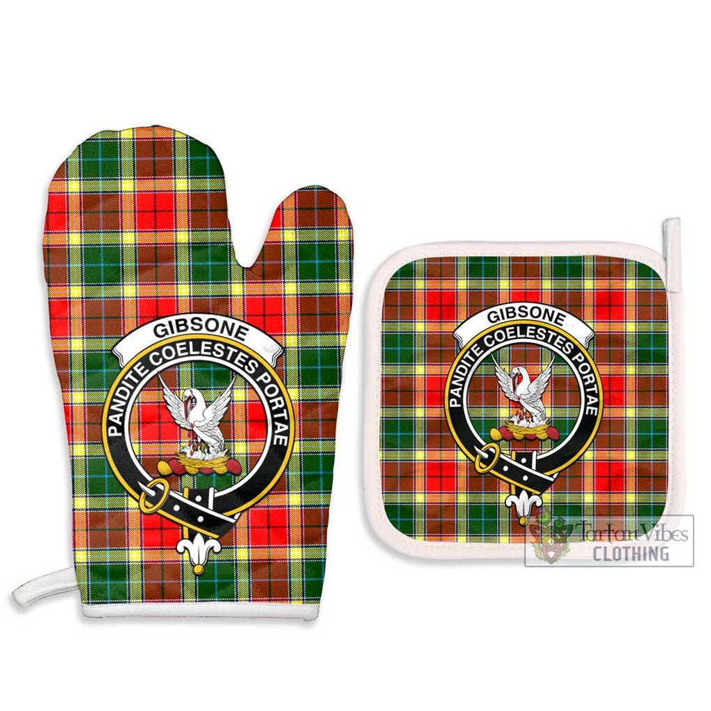 Gibsone Tartan Combo Oven Mitt & Pot-Holder with Family Crest Combo 1 Oven Mitt & 2 Pot-Holder White - Tartan Vibes Clothing