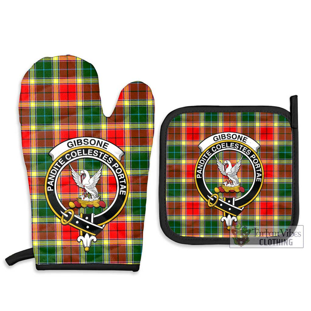 Gibsone Tartan Combo Oven Mitt & Pot-Holder with Family Crest Combo 1 Oven Mitt & 2 Pot-Holder Black - Tartan Vibes Clothing
