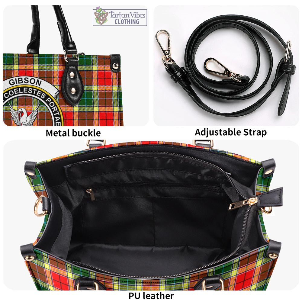 Gibson (Gibbs or Gibsone) Tartan Luxury Leather Handbags with Family Crest - Tartan Vibes Clothing