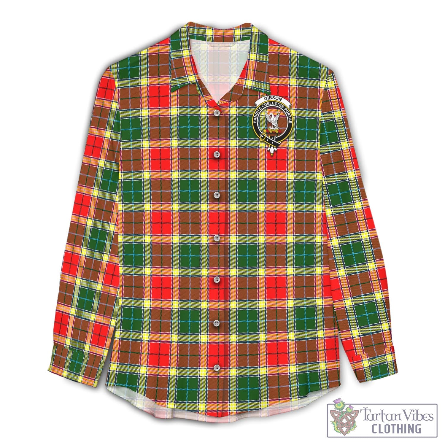 Tartan Vibes Clothing Gibsone (Gibson-Gibbs) Tartan Womens Casual Shirt with Family Crest
