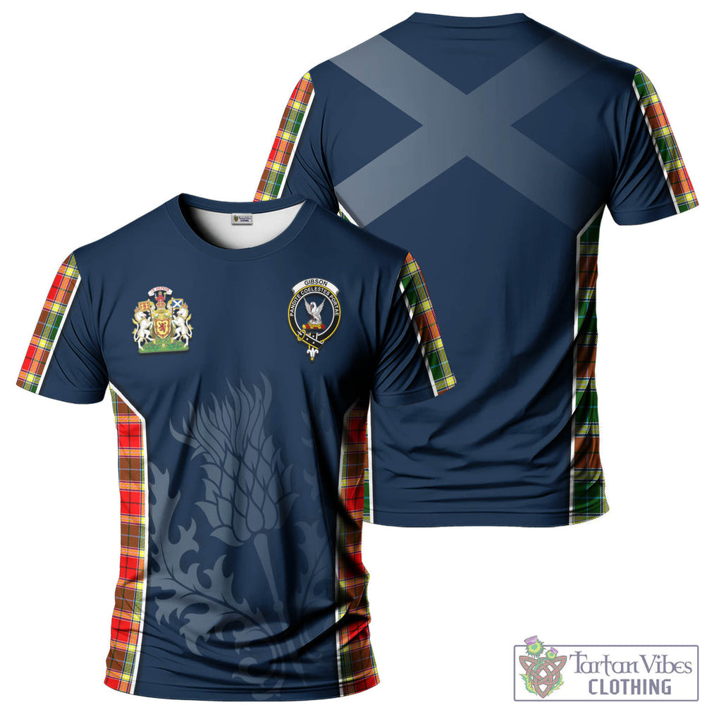 Tartan Vibes Clothing Gibsone (Gibson-Gibbs) Tartan T-Shirt with Family Crest and Scottish Thistle Vibes Sport Style