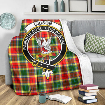 Gibson (Gibbs or Gibsone) Tartan Blanket with Family Crest