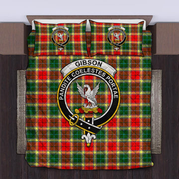 Gibson (Gibbs or Gibsone) Tartan Quilt Bed Set with Family Crest