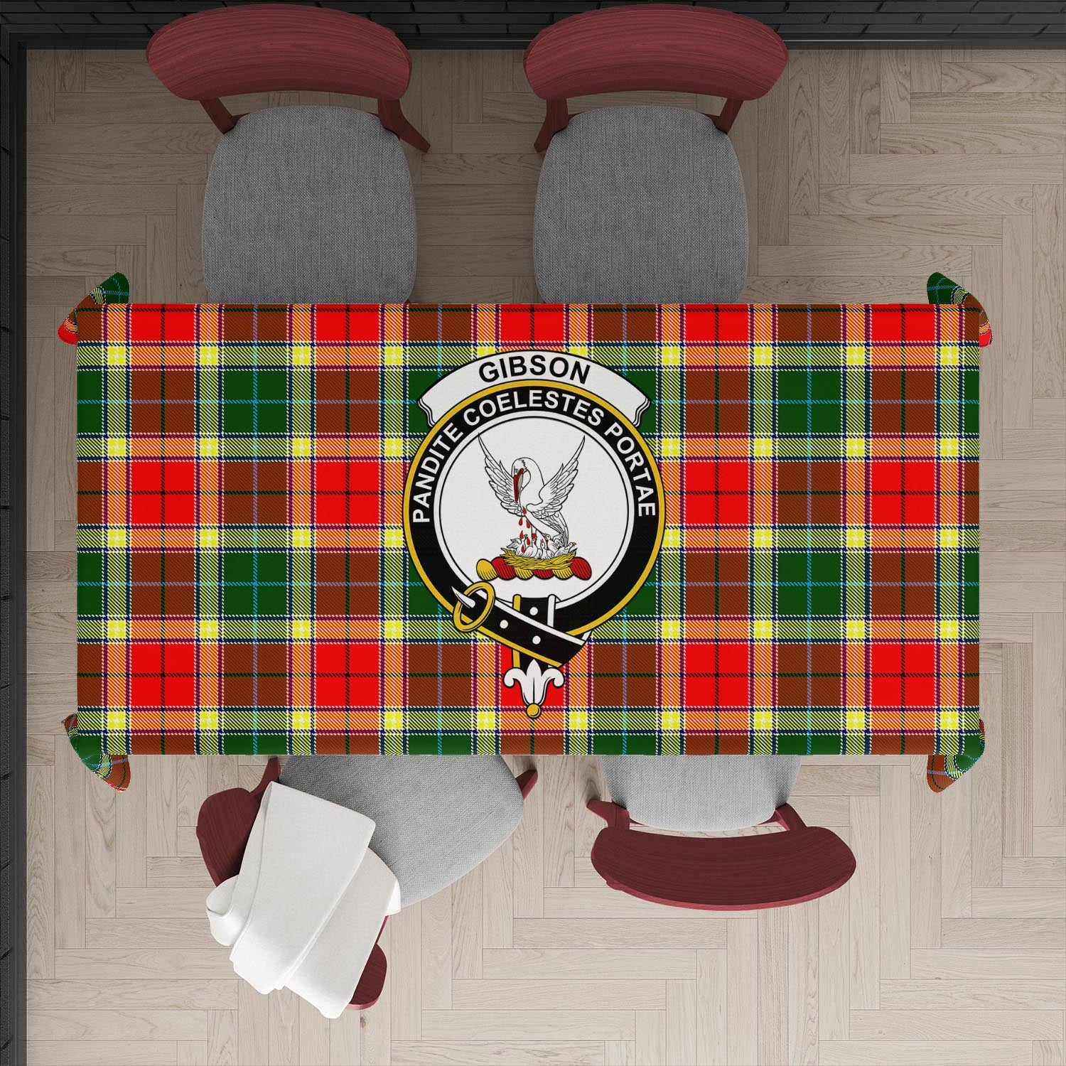 Gibson (Gibbs or Gibsone) Tartan Tablecloth with Family Crest XL 57.1"x70.9"(145x180cm) - Tartan Vibes Clothing