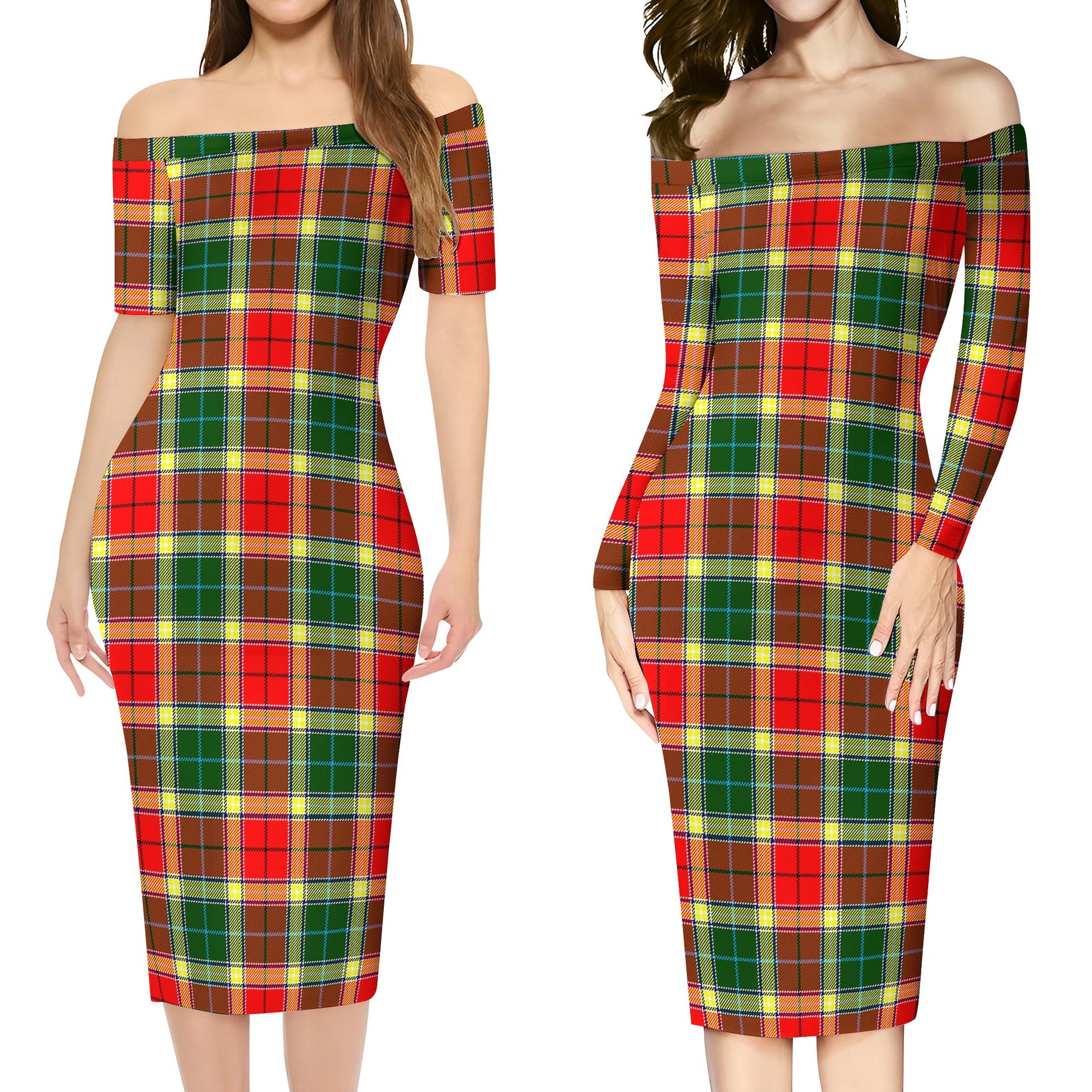 Gibsone (Gibson-Gibbs) Tartan Off Shoulder Lady Dress Women's Dress - Tartan Vibes Clothing