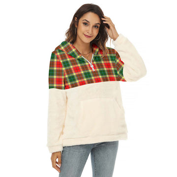 Gibsone (Gibson-Gibbs) Tartan Half Style Women's Borg Fleece Hoodie with Half Zip Female - Tartan Vibes Clothing