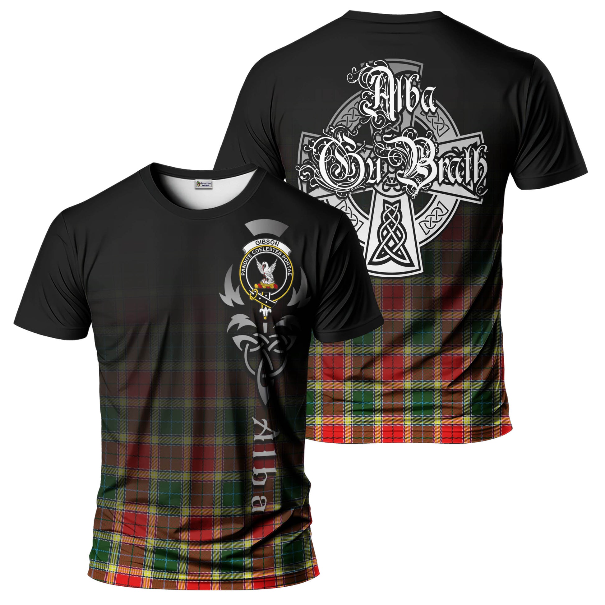 Gibson (Gibbs or Gibsone) Tartan T-Shirt Featuring Alba Gu Brath Family Crest Celtic Inspired - Tartan Vibes Clothing