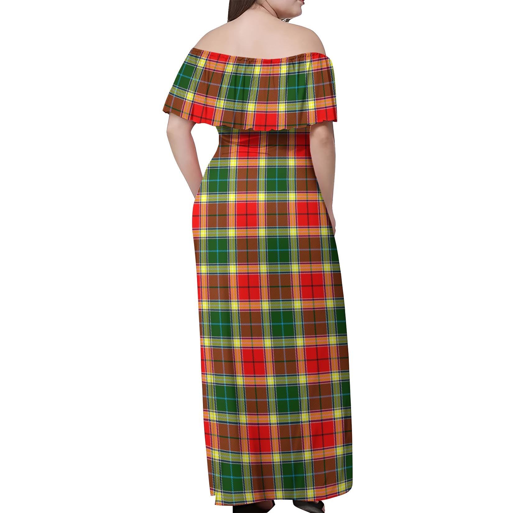 Gibsone (Gibson-Gibbs) Tartan Off Shoulder Long Dress - Tartan Vibes Clothing