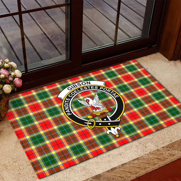 Gibson (Gibbs or Gibsone) Tartan Rubber Doormat with Family Crest