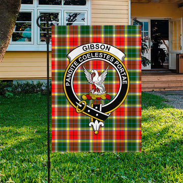 Gibson (Gibbs or Gibsone) Tartan Garden Flag with Family Crest