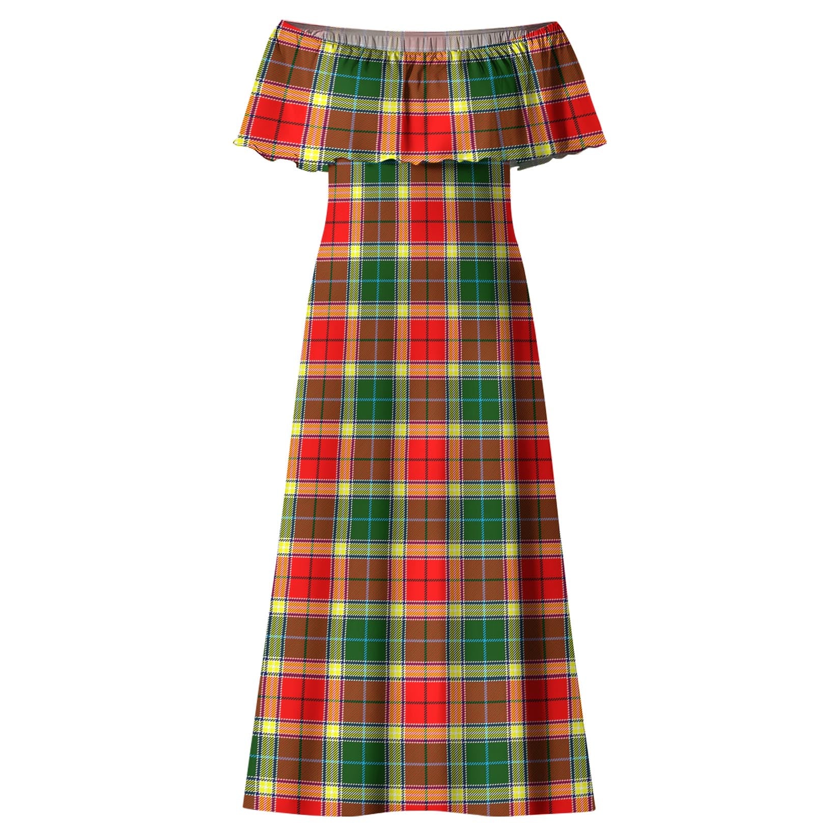 Gibsone (Gibson-Gibbs) Tartan Off Shoulder Long Dress - Tartan Vibes Clothing