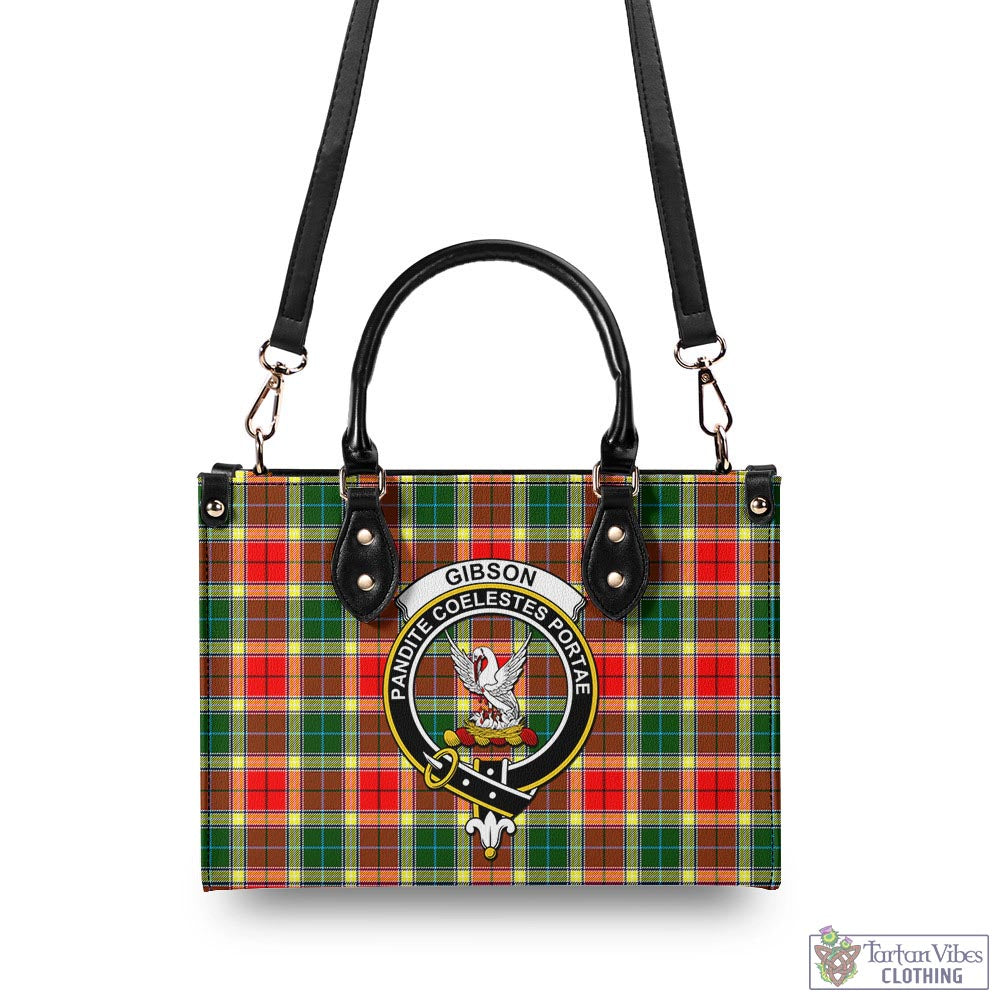 Gibson (Gibbs or Gibsone) Tartan Luxury Leather Handbags with Family Crest - Tartan Vibes Clothing