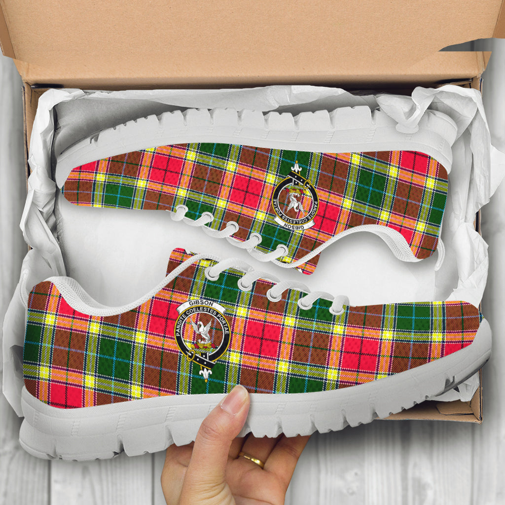 Gibson (Gibbs or Gibsone) Tartan Sneakers with Family Crest - Tartan Vibes Clothing