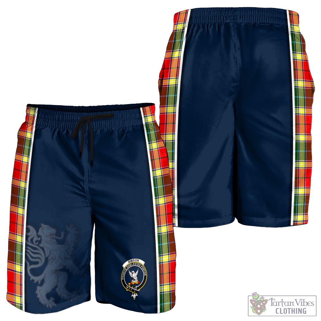 Tartan Vibes Clothing Gibsone (Gibson-Gibbs) Tartan Men's Shorts with Family Crest and Lion Rampant Vibes Sport Style
