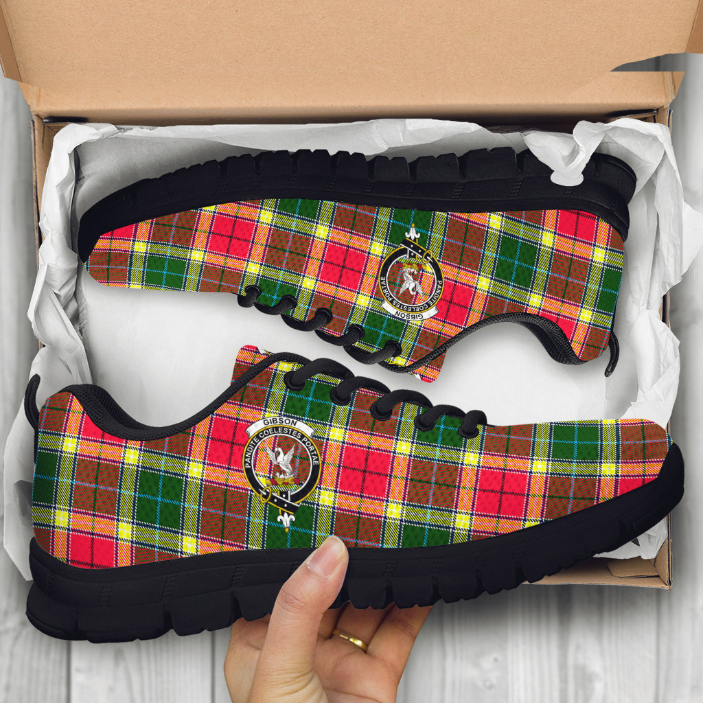 Gibson (Gibbs or Gibsone) Tartan Sneakers with Family Crest - Tartan Vibes Clothing