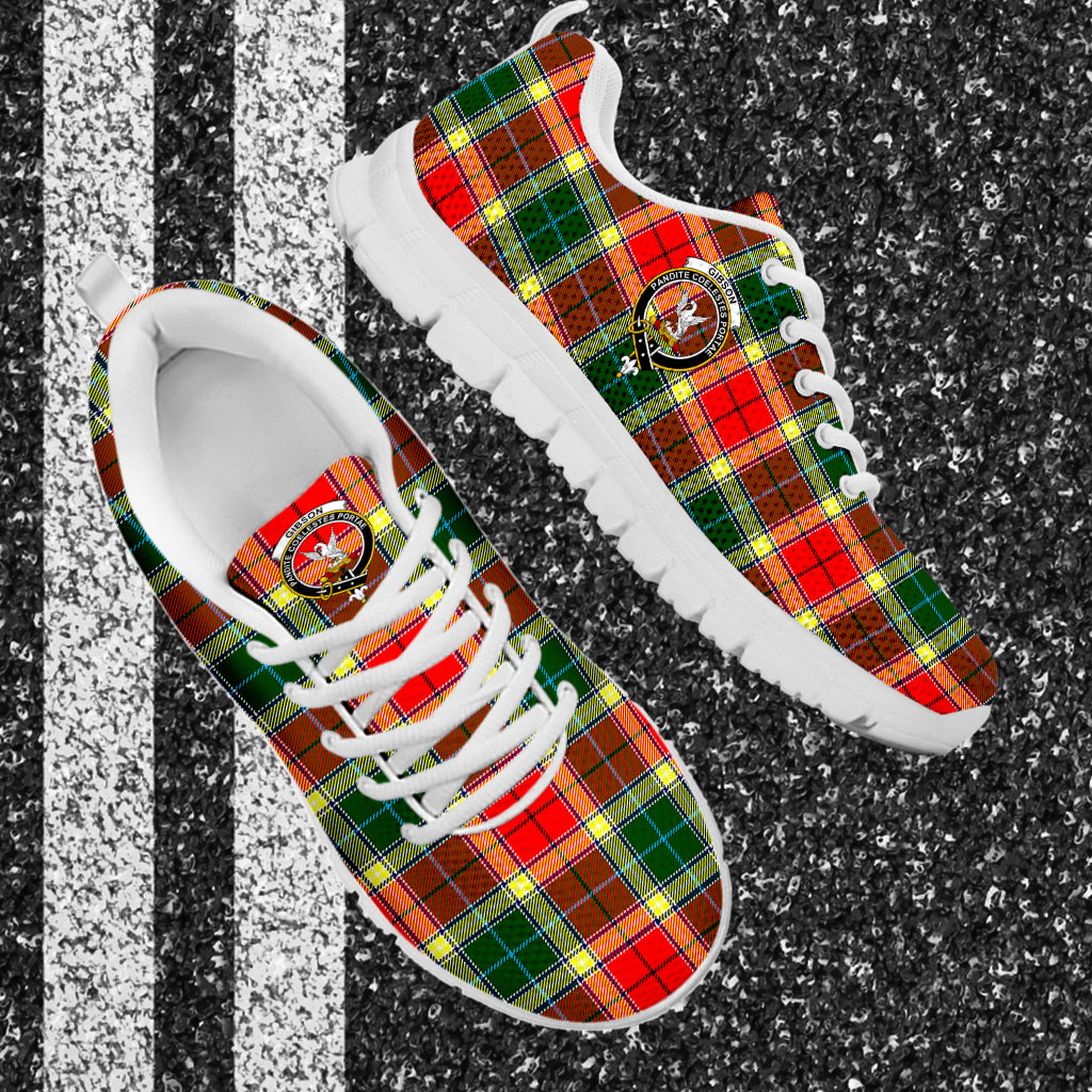 Gibson (Gibbs or Gibsone) Tartan Sneakers with Family Crest - Tartan Vibes Clothing