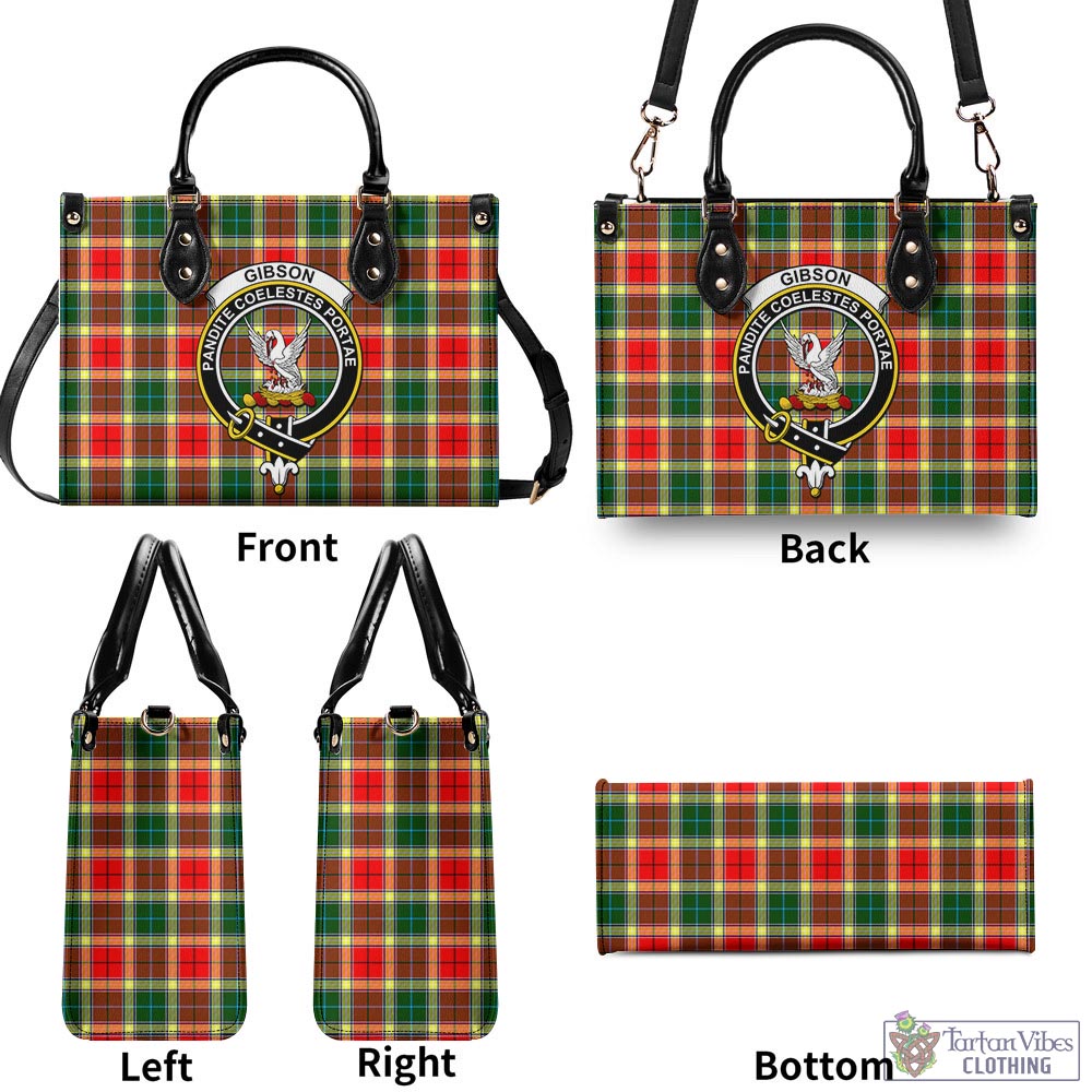 Gibson (Gibbs or Gibsone) Tartan Luxury Leather Handbags with Family Crest - Tartan Vibes Clothing