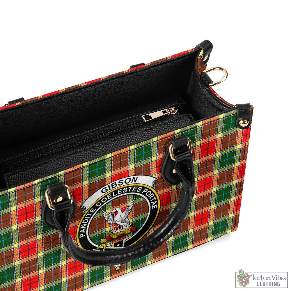 Gibson (Gibbs or Gibsone) Tartan Luxury Leather Handbags with Family Crest - Tartan Vibes Clothing