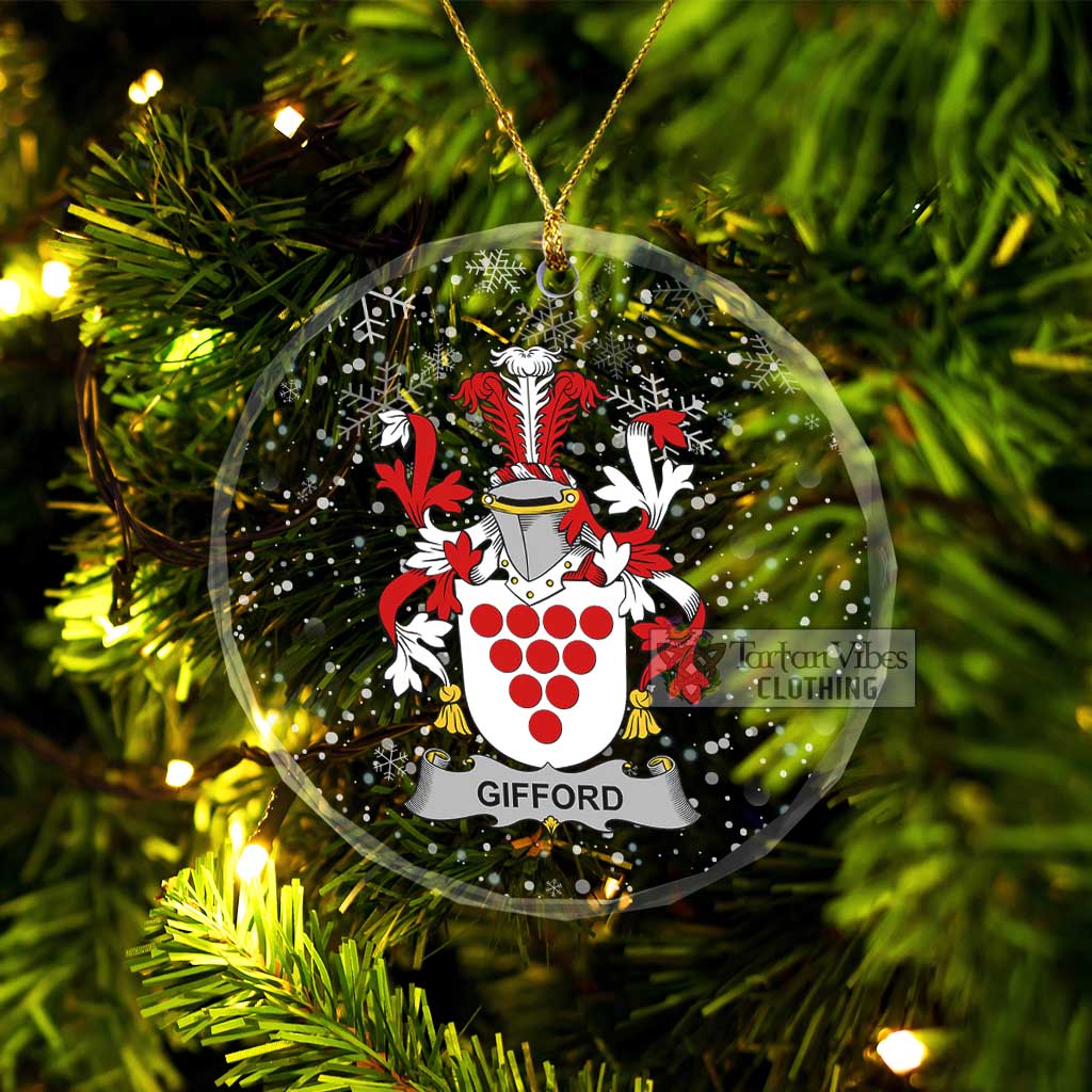 Tartan Vibes Clothing Gifford Irish Clan Christmas Glass Ornament with Coat of Arms