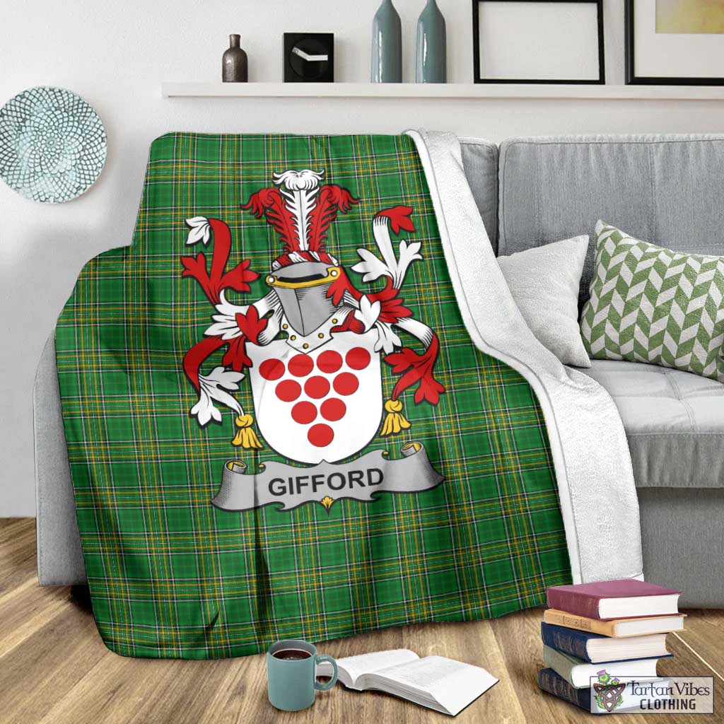 Tartan Vibes Clothing Gifford Irish Clan Tartan Blanket with Coat of Arms