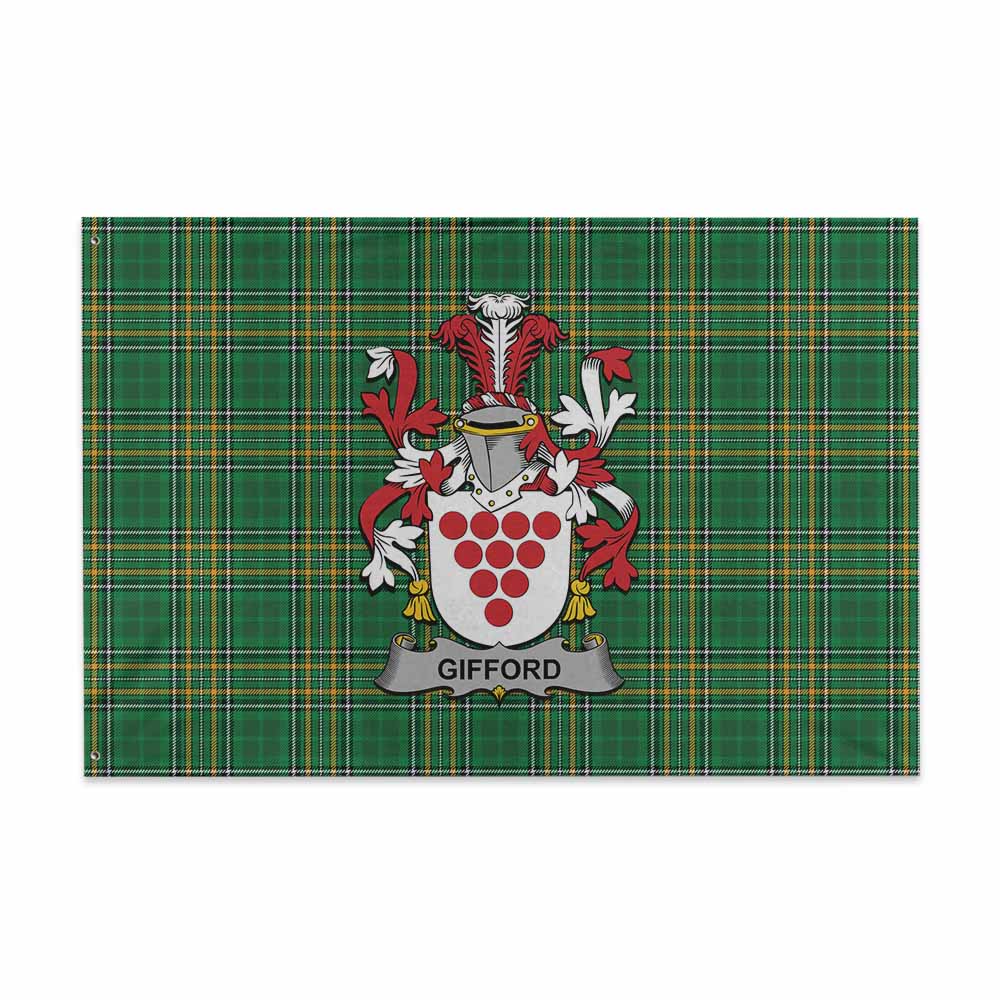 Tartan Vibes Clothing Gifford Irish Clan Tartan House Flag with Coat of Arms