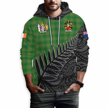 Tartan Vibes Clothing Giggins Irish Clan Tartan Hoodie with Coat of Arms New Zealand Silver Fern Half Style
