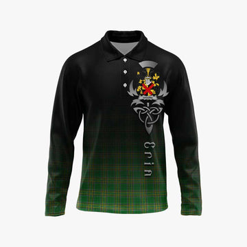 Giggins Irish Clan Long Sleeve Polo Shirt with Coat of Arms Erin Go Bragh Celtic Inspired Unisex - Tartan Vibes Clothing