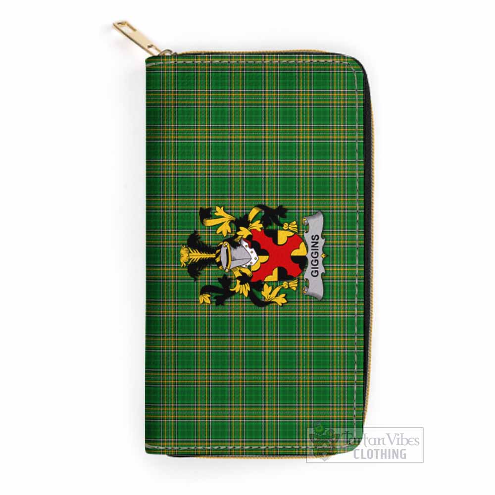 Giggins Irish Clan Tartan Women's Leather Wallet with Coat of Arms One Size 19.7*10.5*3.5 cm - Tartan Vibes Clothing