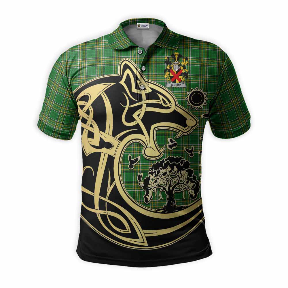 Giggins Irish Tartan Polo Shirt with Coat of Arms Celtic Wolf Style Kid - Tartan Vibes Clothing